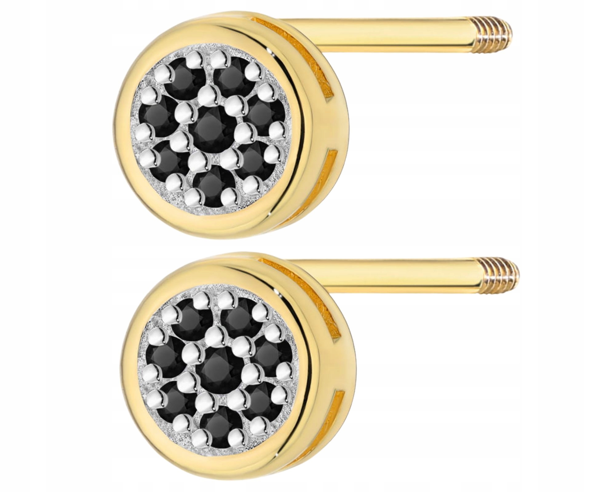 Zlaté Náušnice S Černým Briliantem Šroubovací Tyčinka Zlato 585 Dárek Gravírování