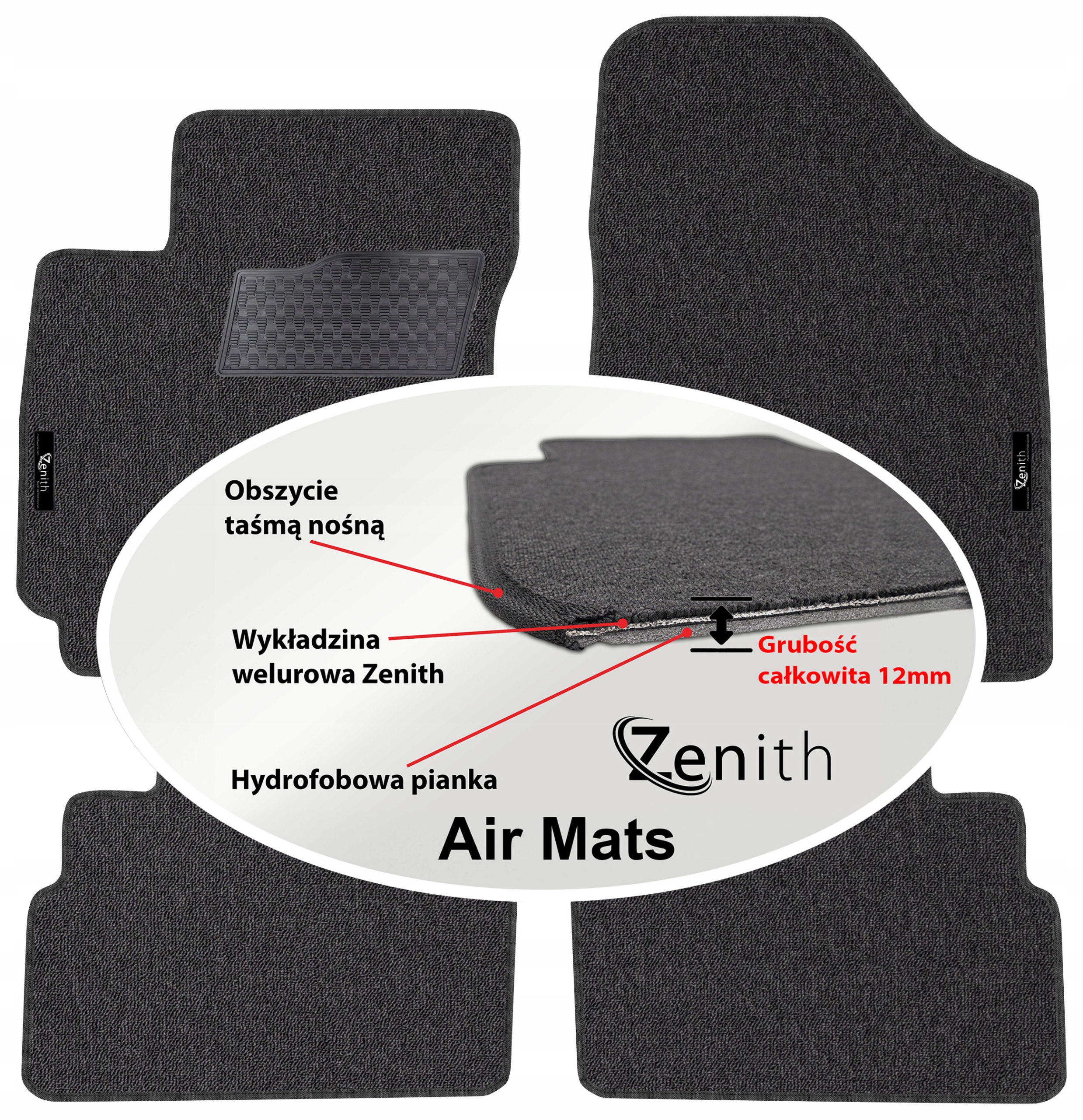 Hyundai Kona II Crossover 2023 Velúrové koberčeky do auta Zenith Air Mats
