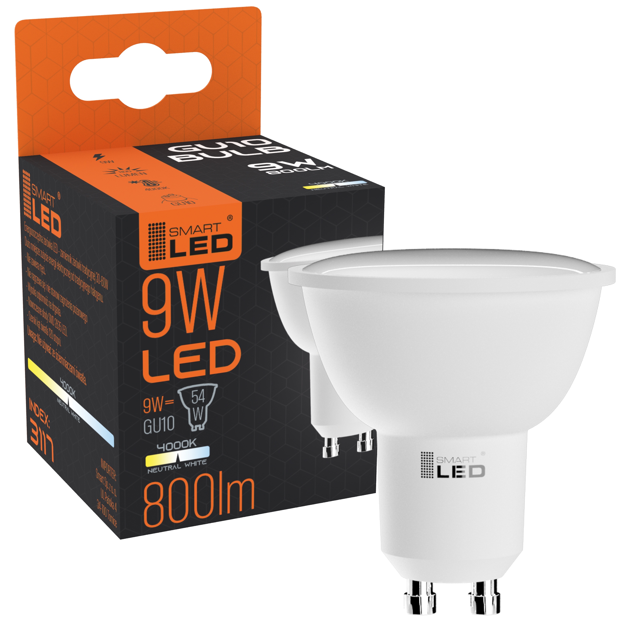 

Żarówka GU10 Led 2835 Smd 9W CCD Neutralna Biała