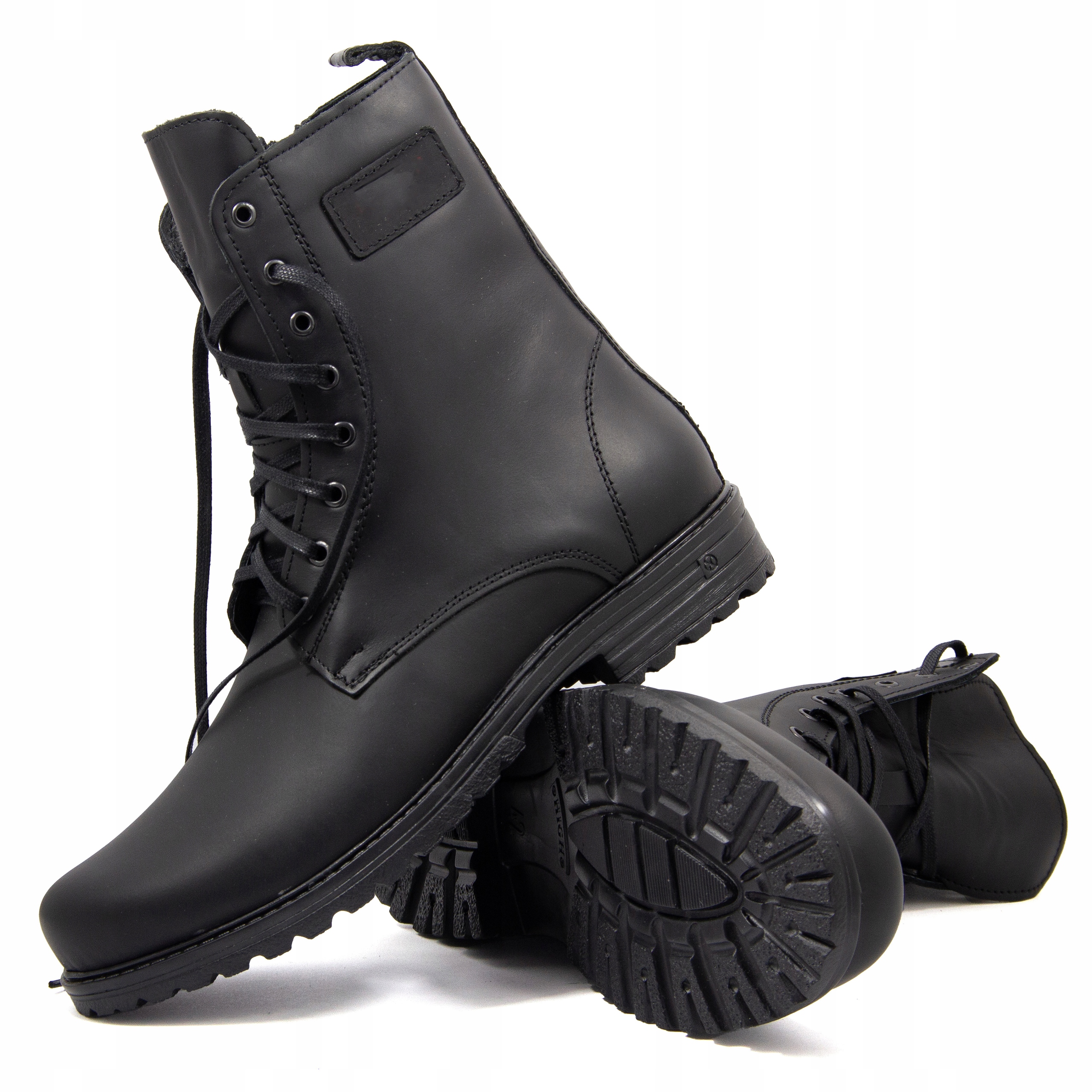 Pánské vojenské boty Kůže Polské zateplené vysoké 2118 Černé 42