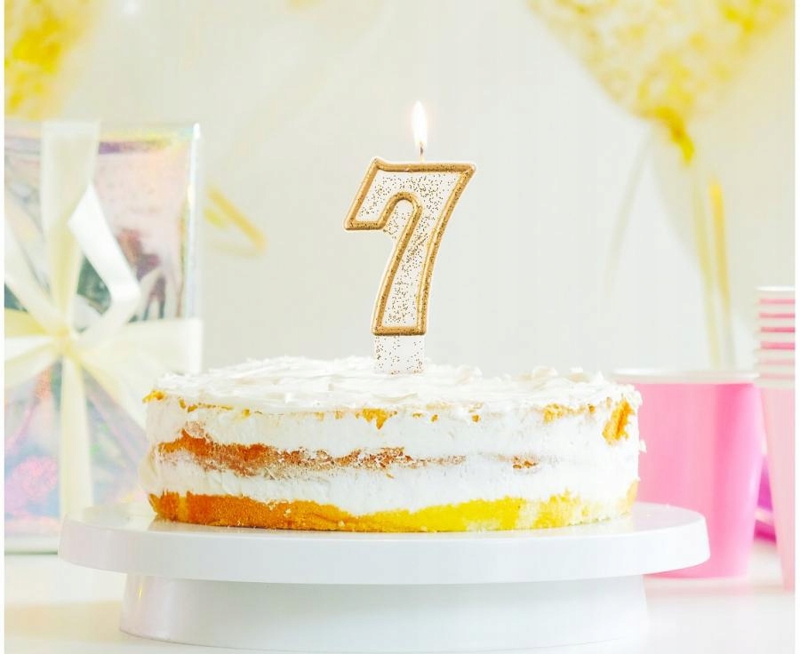 ŚWIECZKA URODZINOWA NA TORT URODZINY ROCZNICĘ CYFRA CYFERKA 80 BIAŁA +ZŁOTA Marka Godan