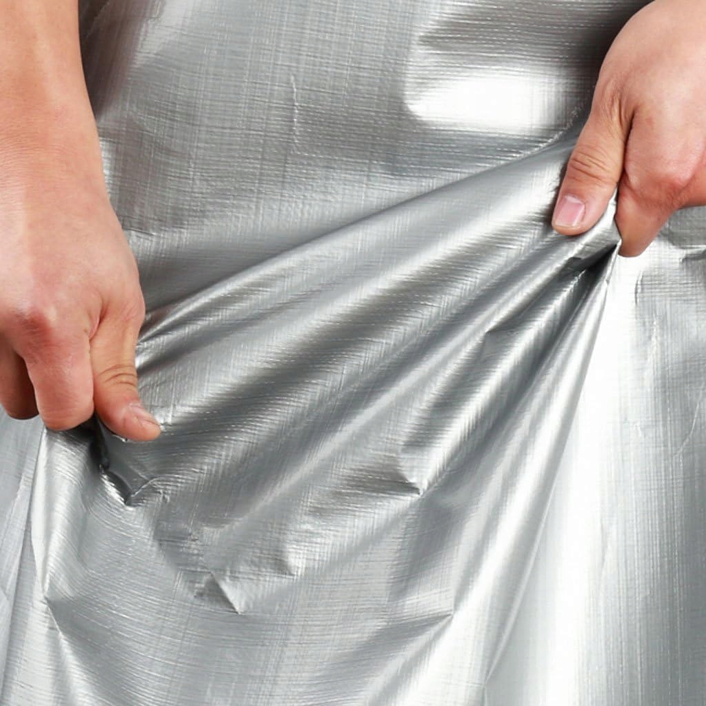 PLANDEKA WZMACNIANA WODOODPORNA SREBRNA GRUBA 120g/M2 UV+ 6x6M Stan opakowania oryginalne