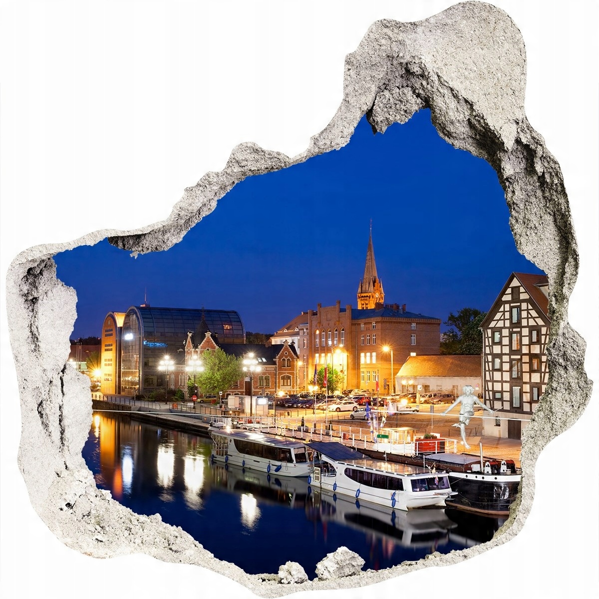 

Fototapeta dziura na ścianę 3d Bydgoszcz nocą