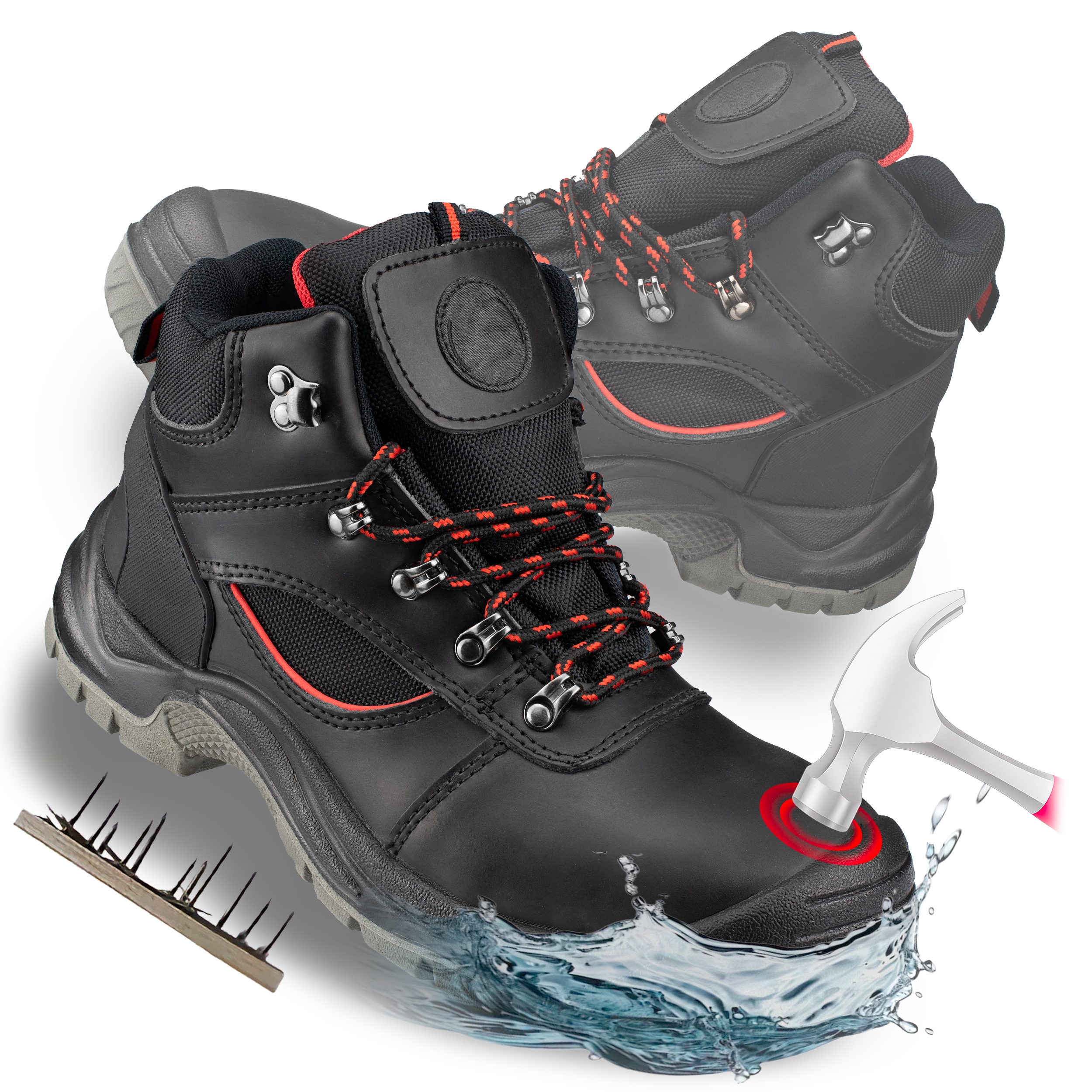 Buty Robocze męskie S3 Trzewiki skórzane Wodoodporne Ochronne Z Podnoskiem