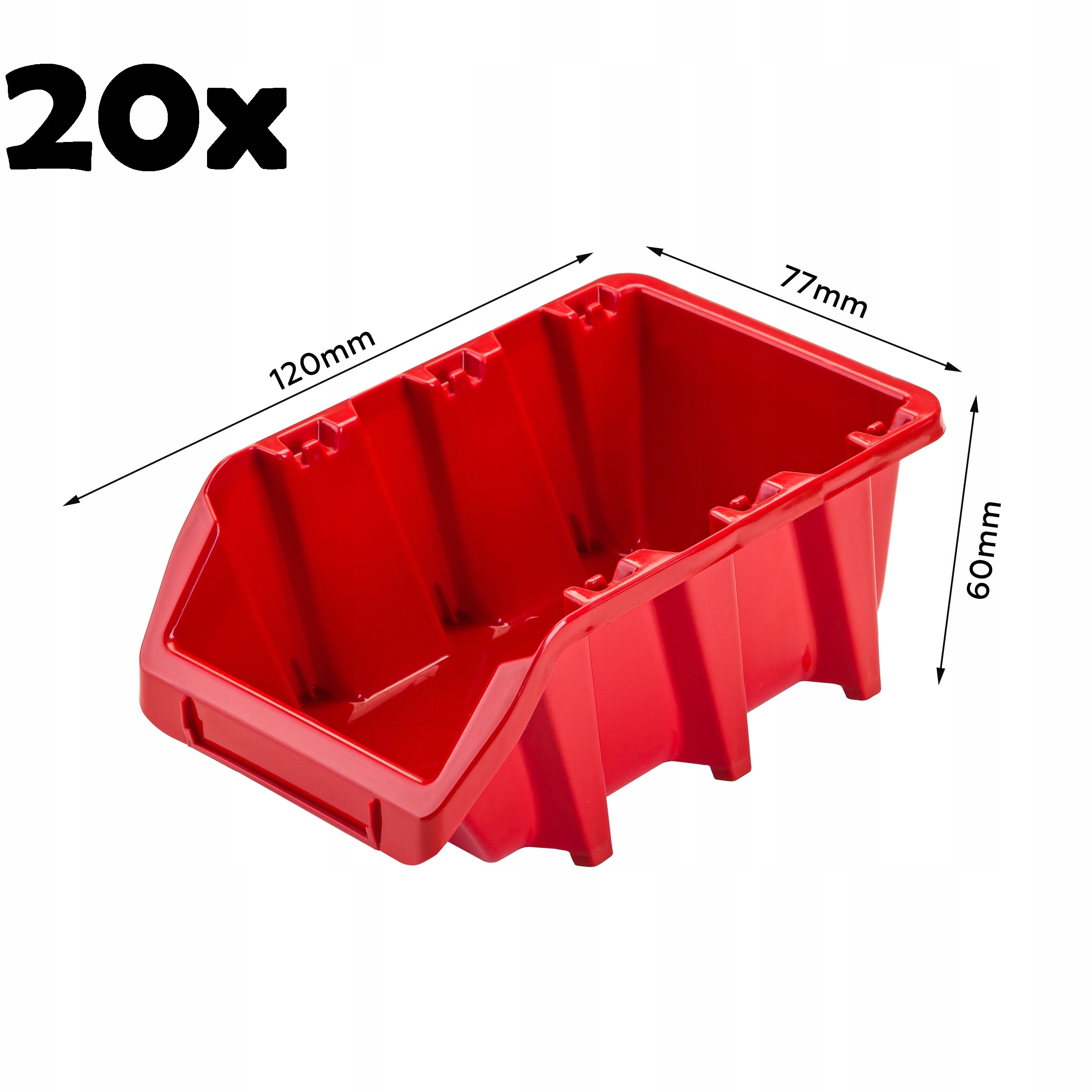 

20 Pojemników magazynowych 77x120x60 mm warsztat