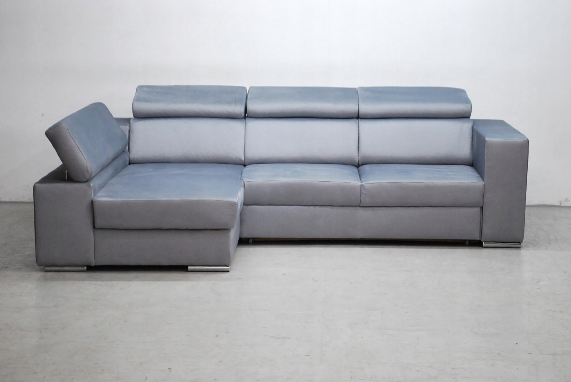 RJO DESIGN NOWOCZESNY NAROŻNIK funkcja spania pojemnik regulowane oparcie Szerokość mebla 275 cm