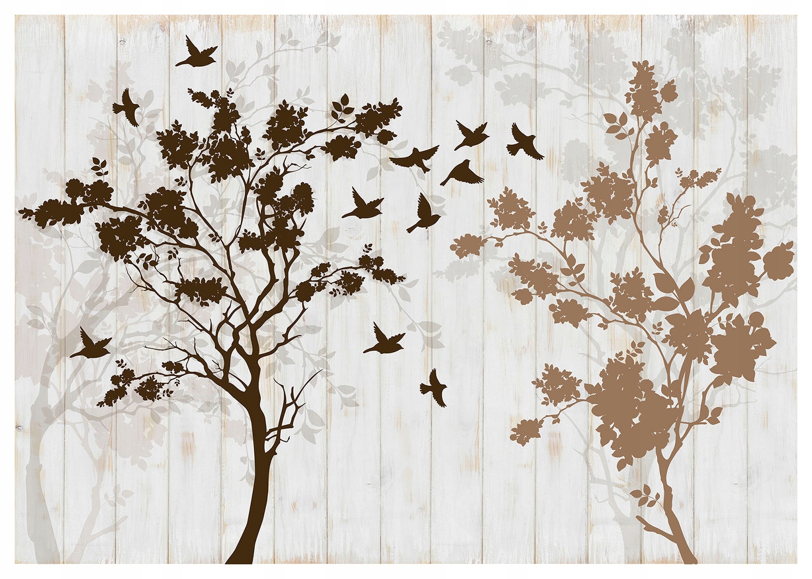 Tapeta Stromy Ptáci Silueta Příroda Minimalismus Elegance 254x184 lepidlo