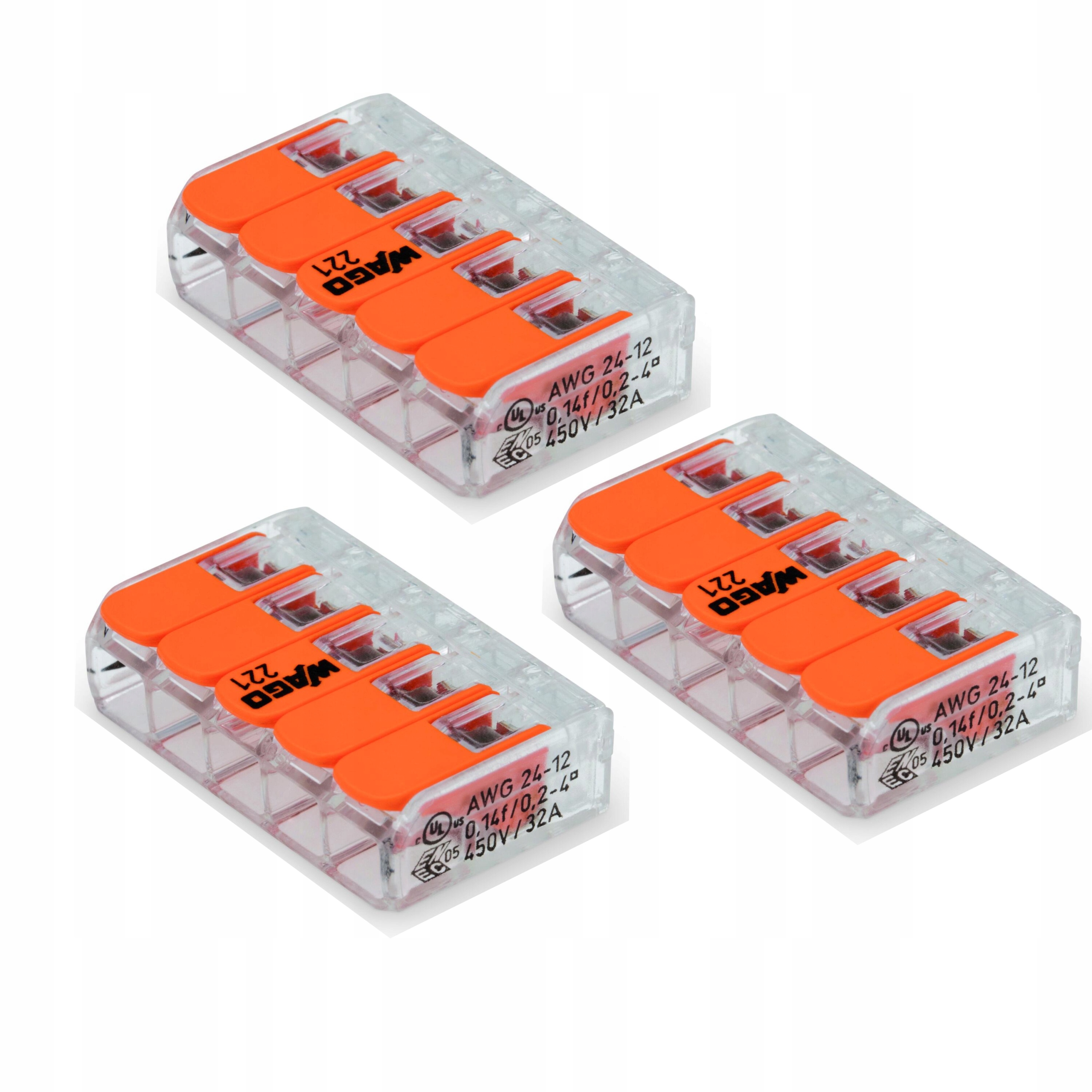

Złączka prądowa Wago 221 z dźwigniami 5x4 mm 3szt