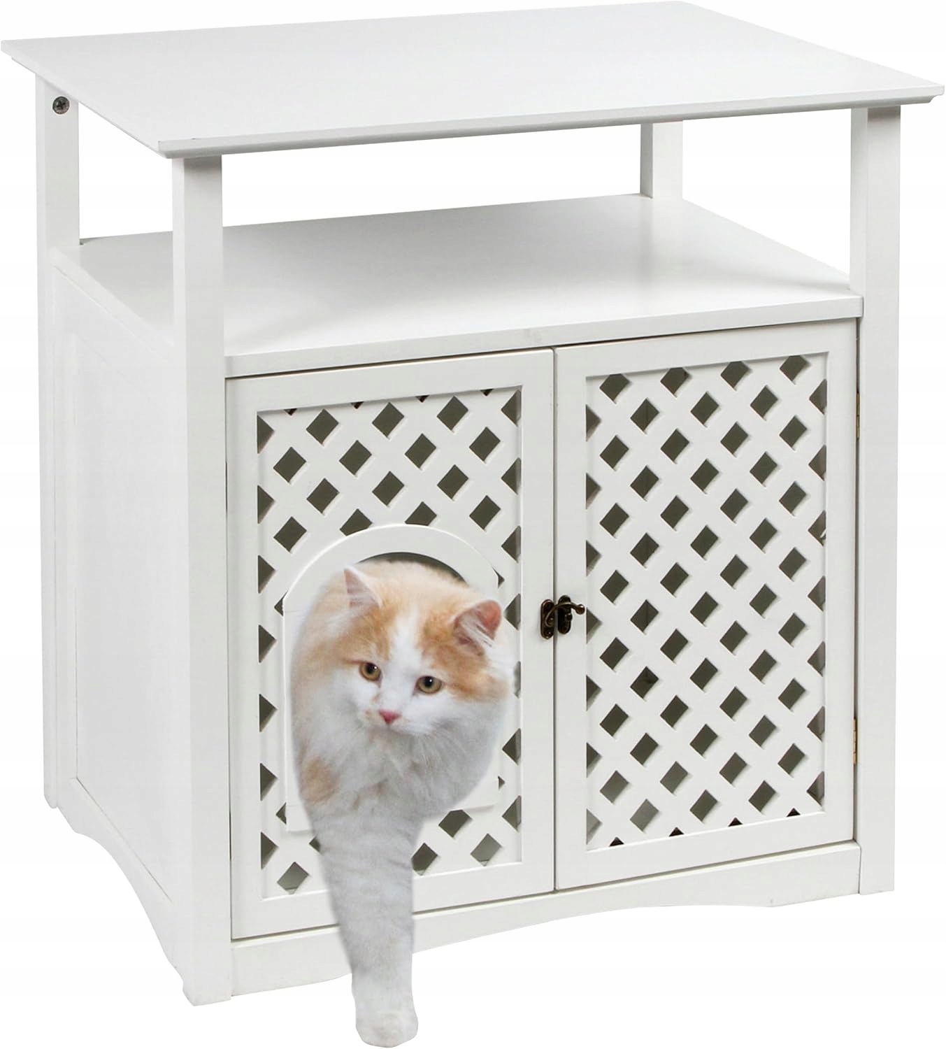 Levně Kerbl Pet Skříňka pro kočky Dřevěná Helena Kočičí Toaleta Bílá 64x65x46 cm