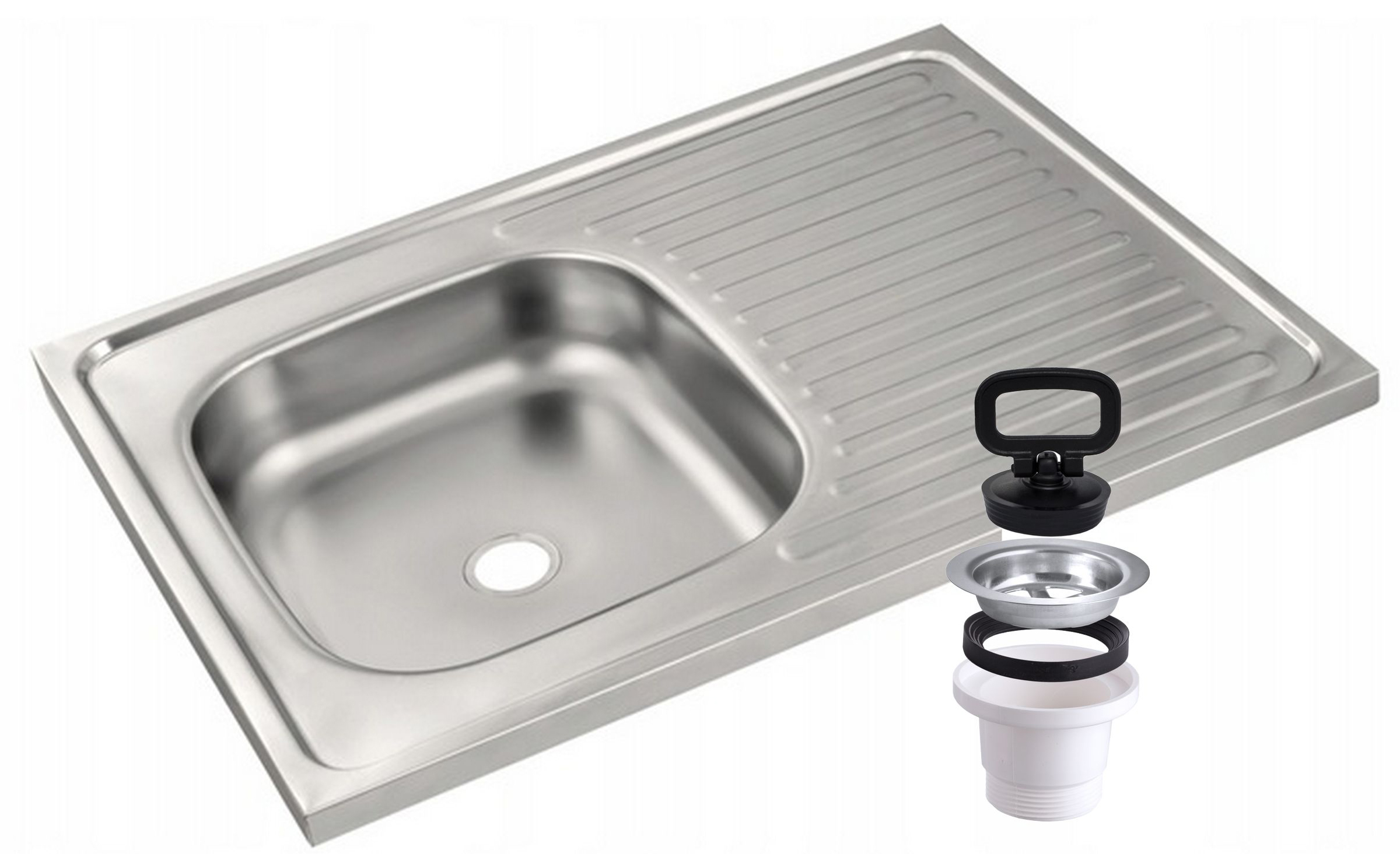 

Stalowy Zlew Jedna Komora Duży Ociekacz 6824