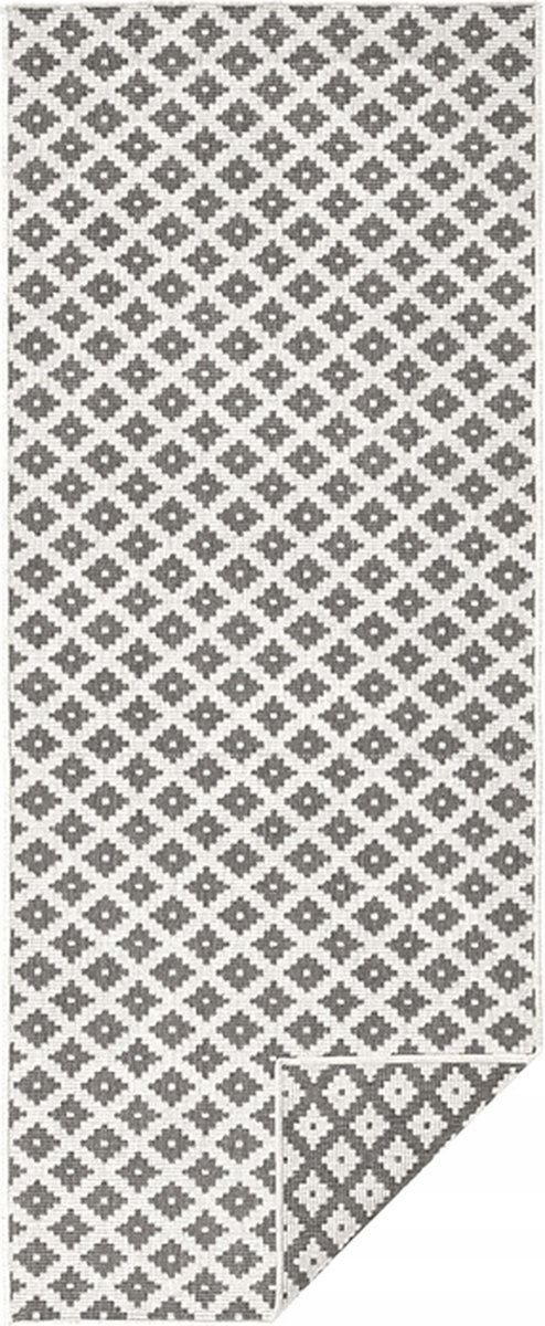 Behúň šedo-krémový na terasu, šnúrkový, 80x350 cm