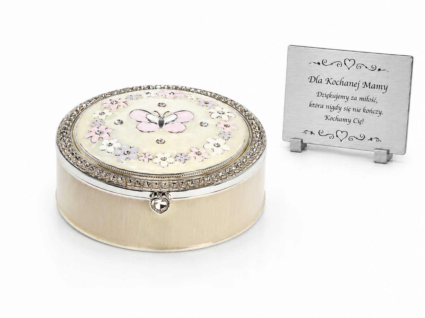 Krabička šperkovnice motýl perlička Gravírování Bonus Perlová taška Swarovski