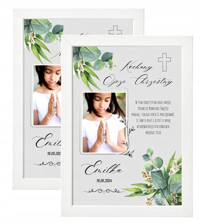 DUŻE Podziękowanie dla Chrzestnych 32x24cm ze zdjęciem GOTOWY PREZENT