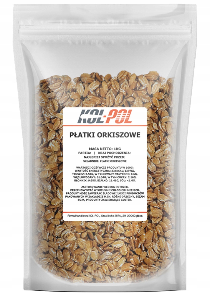 PŁATKI ORKISZOWE 1kg Naturalne śniadanie jakość Rodzaj Płatki