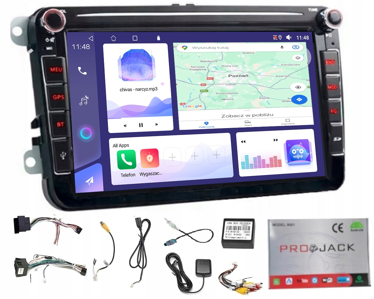 Autorádio Gps Android Vw Transporter T5 2003-2015 Wifi Carplay 64GB