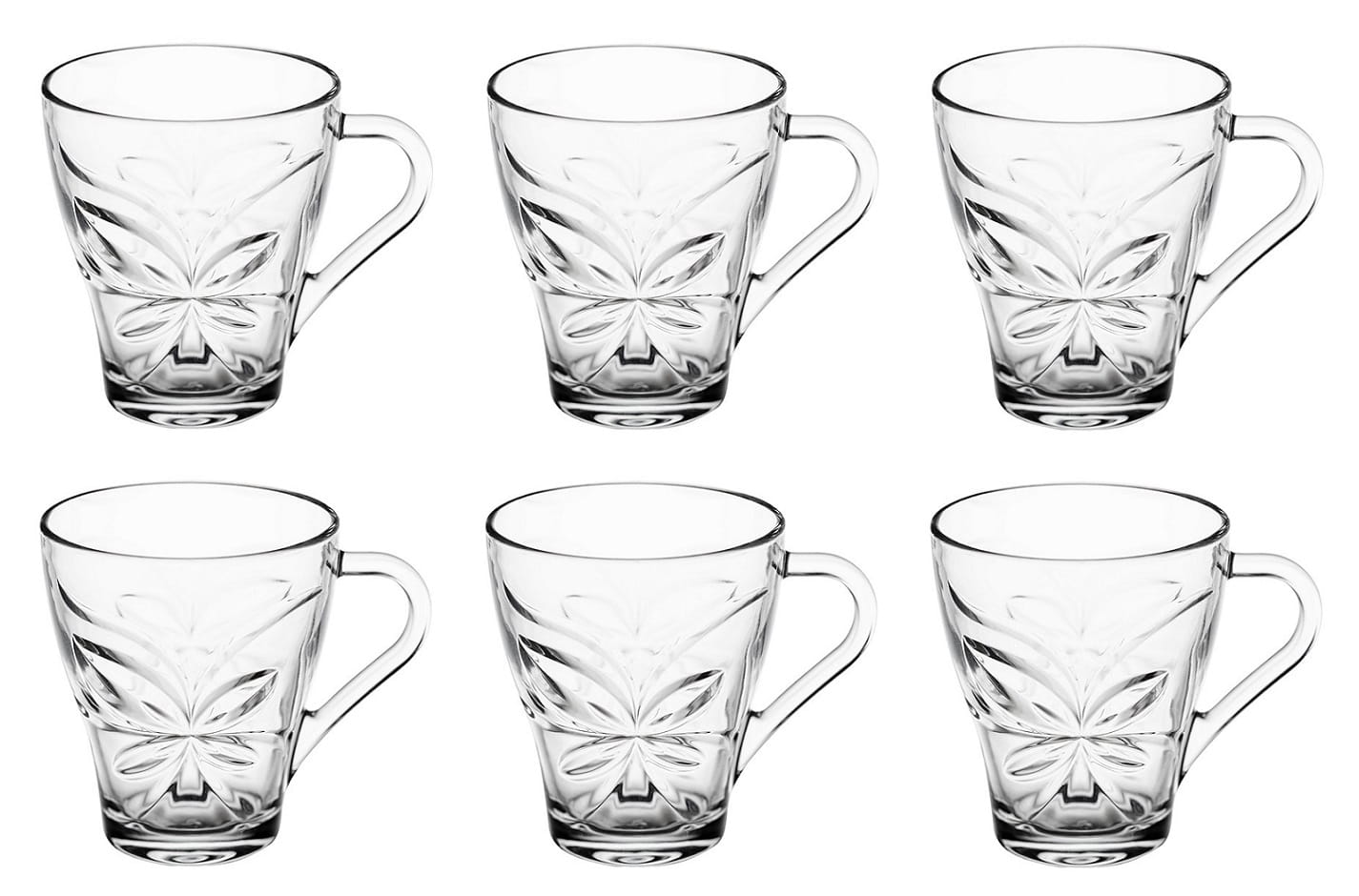 

6x Szklanka z uchem kubek szklany Ellen 250 ml