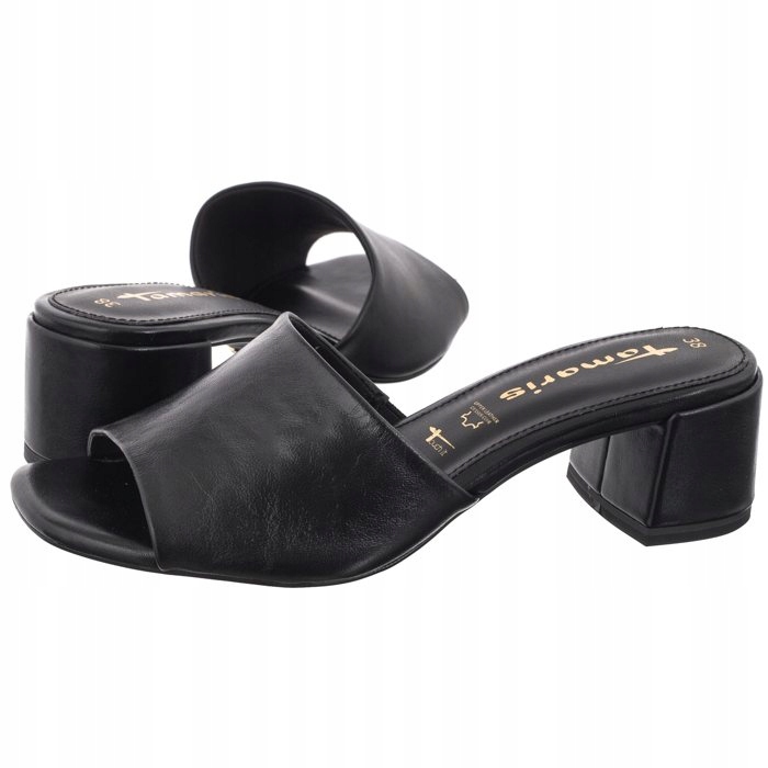 Boty Nazouváky Kožené na podpatku Dámské Tamaris Černé 1-27204 Black