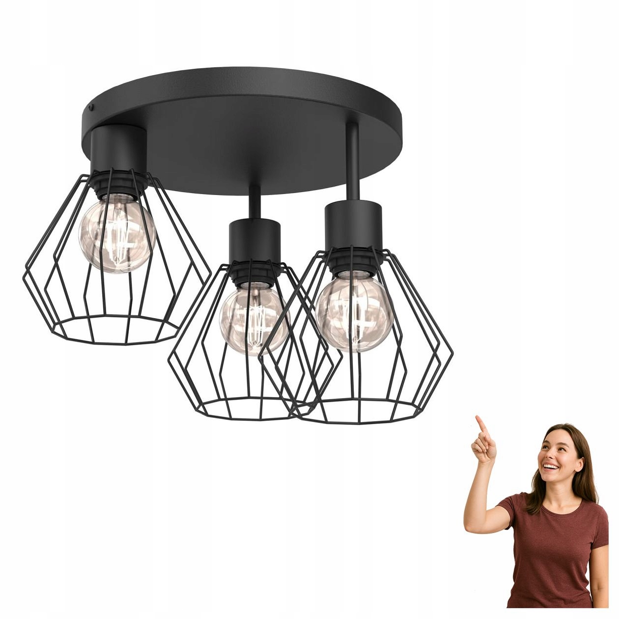 Trojitá stropní svítidlo na drátěném kruhu Parkla 9852 Luminex