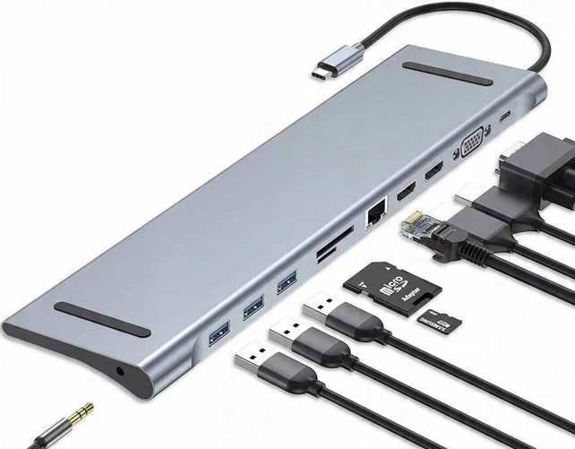 

Stacja Dokująca Hub 12w1 Hdmi Vga Usb Sd/tf RJ45