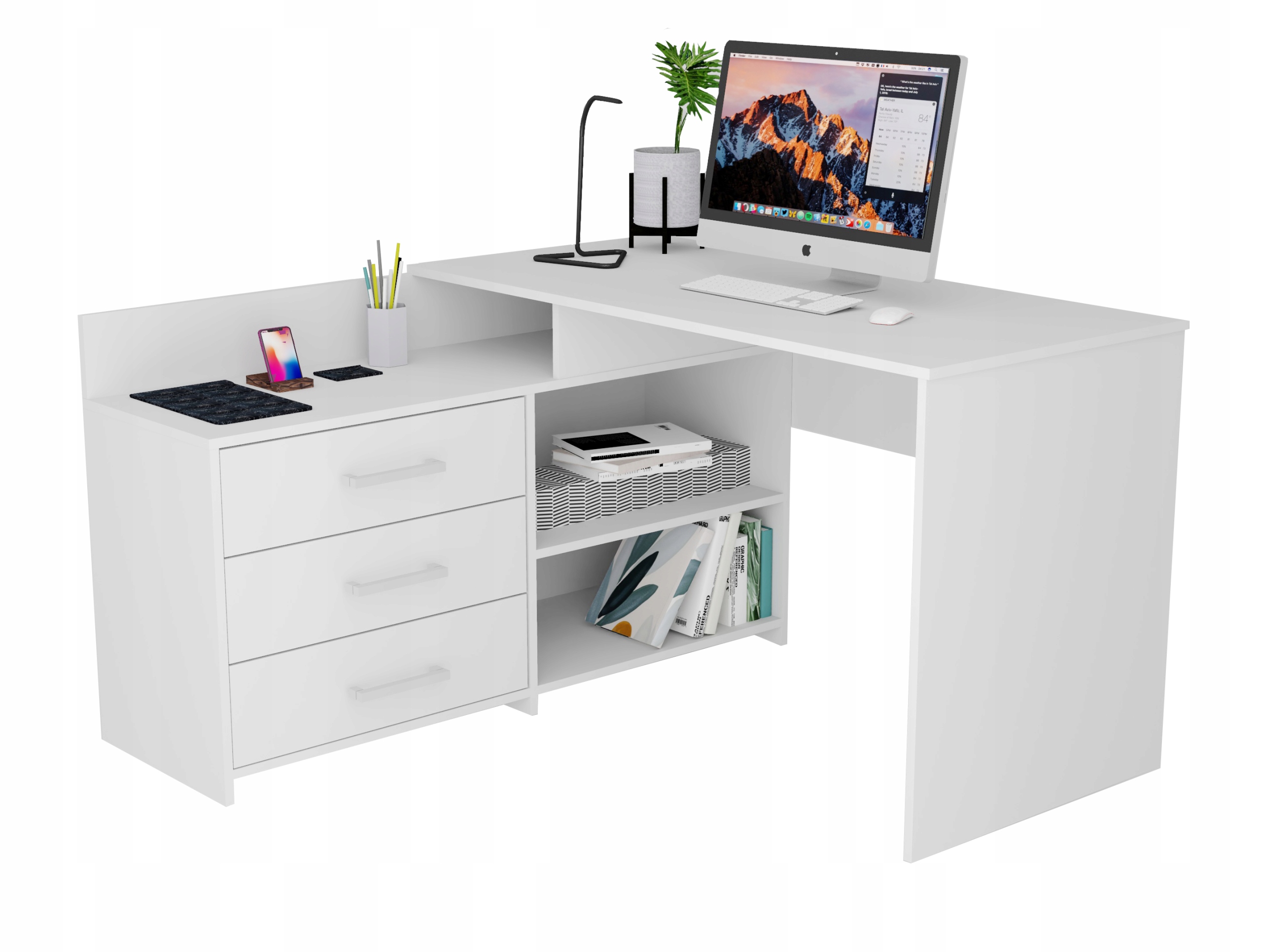 

Biurko narożne Rafał białe