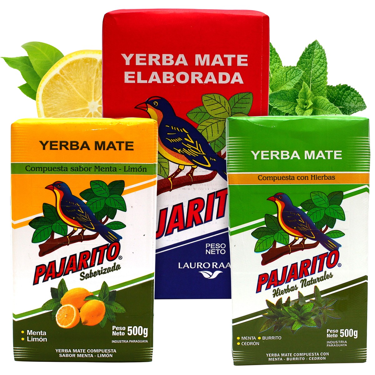 Sada MIX 3x Yerba Mate Pajarito Menta Limon Hierbas Elaborada 2kg