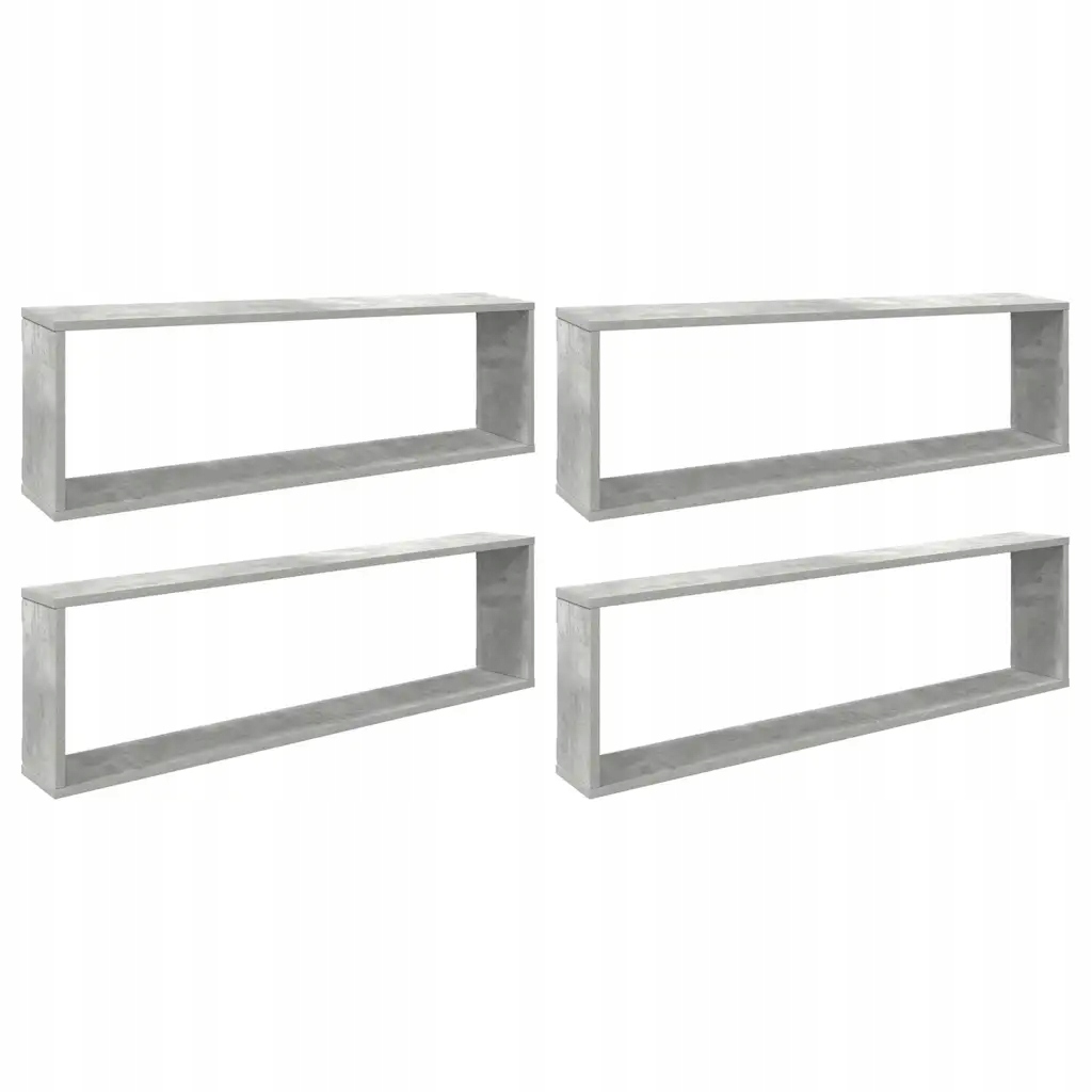 Sada 4 nástěnných polic ve Polic , Betonu šedá, 100x15x30 cm