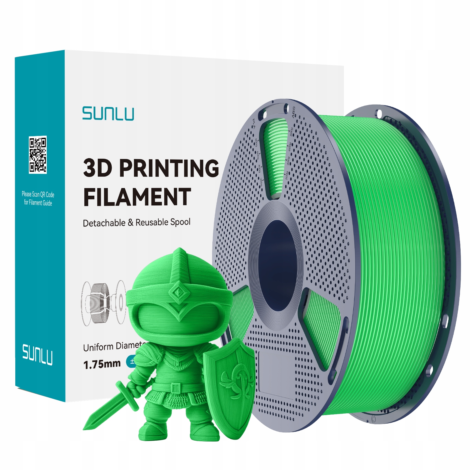 Filament PLA+ 2.0 Sunlu 1,75 mm zielony 1 kg