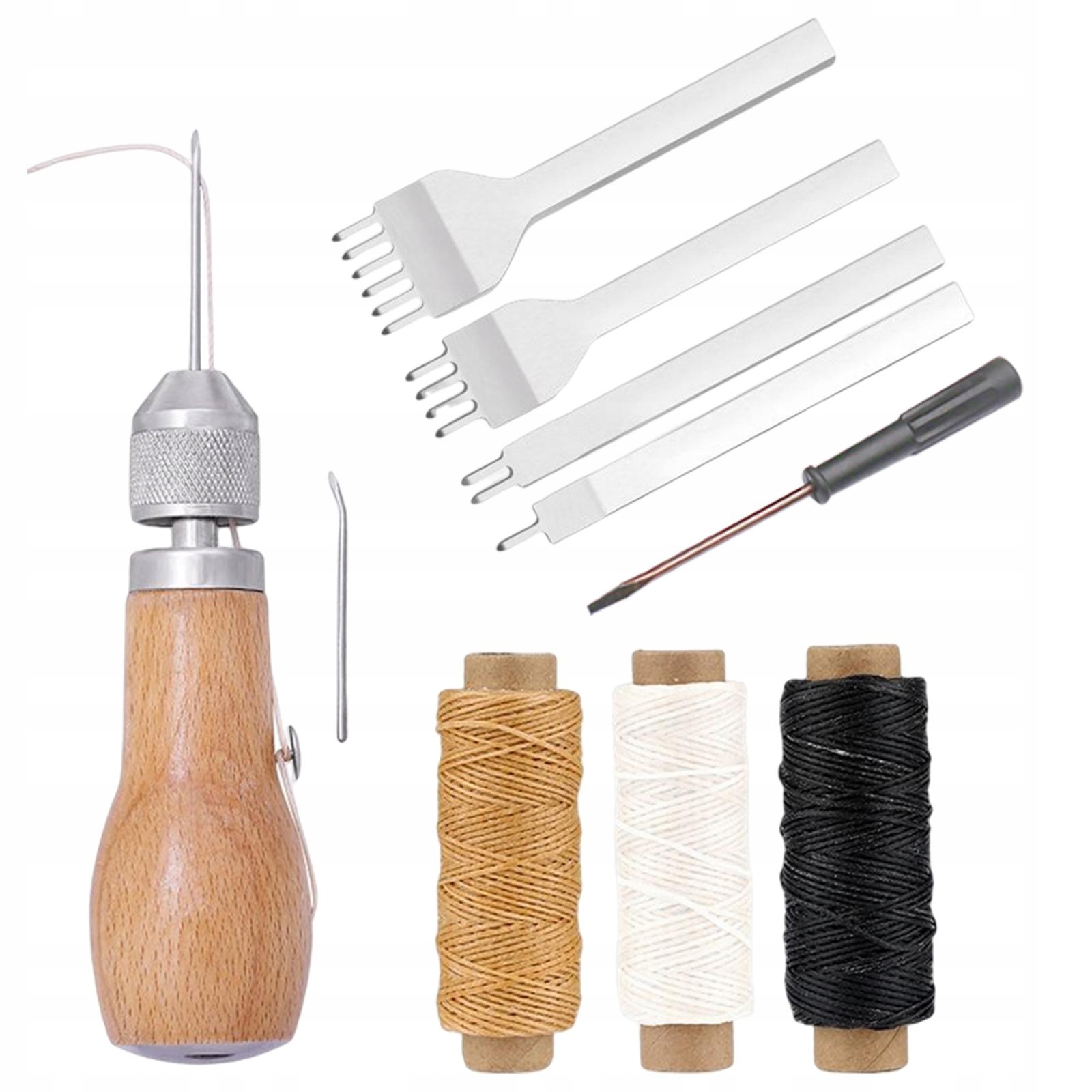 Portable Leather Sewing Awl Kit Wood color tolara74019288 12734713352 Allegro.pl