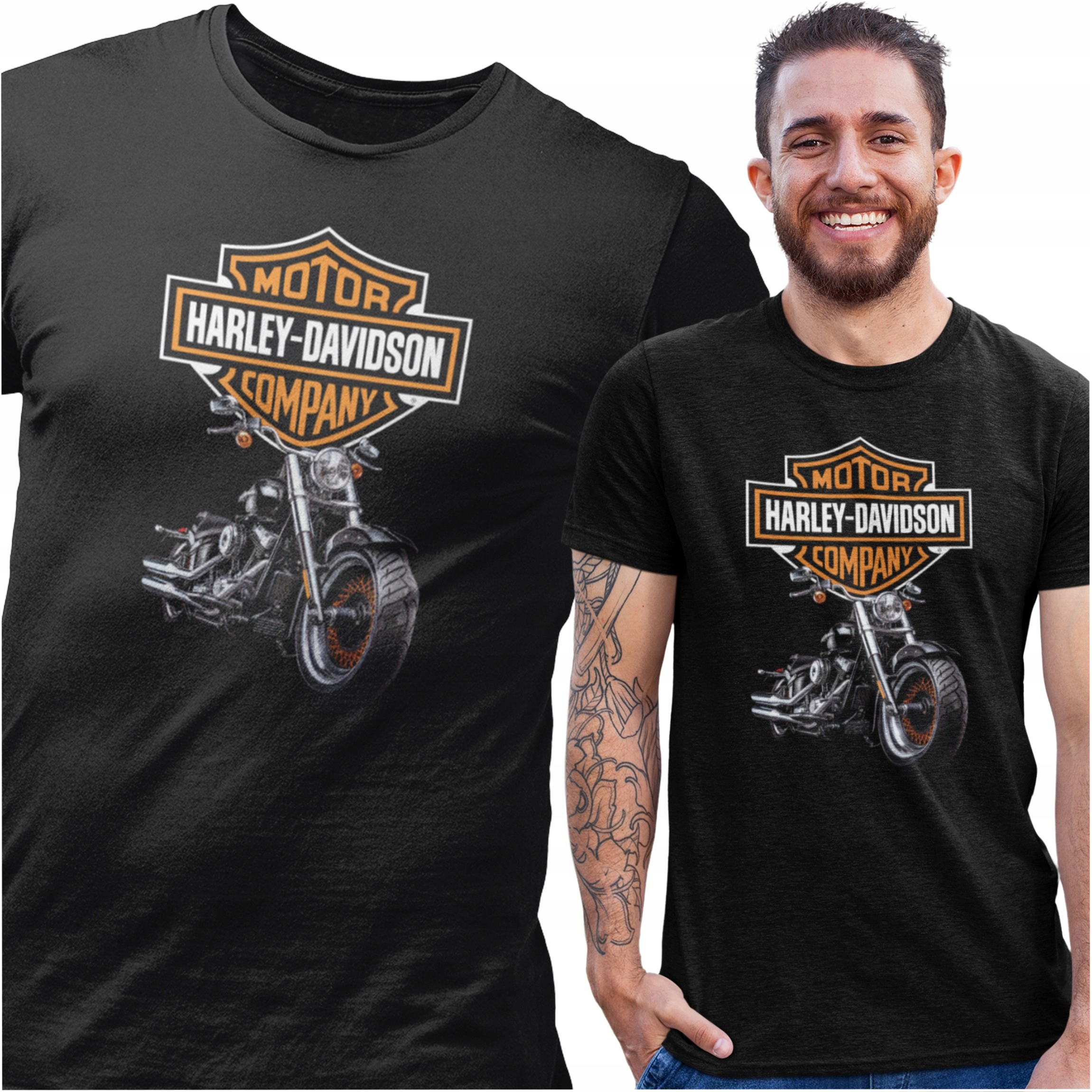 KOSZULKA HARLEY DAVIDSON MOTOCYKLOWA MĘSKA Z NADRUKIEM MOTOR