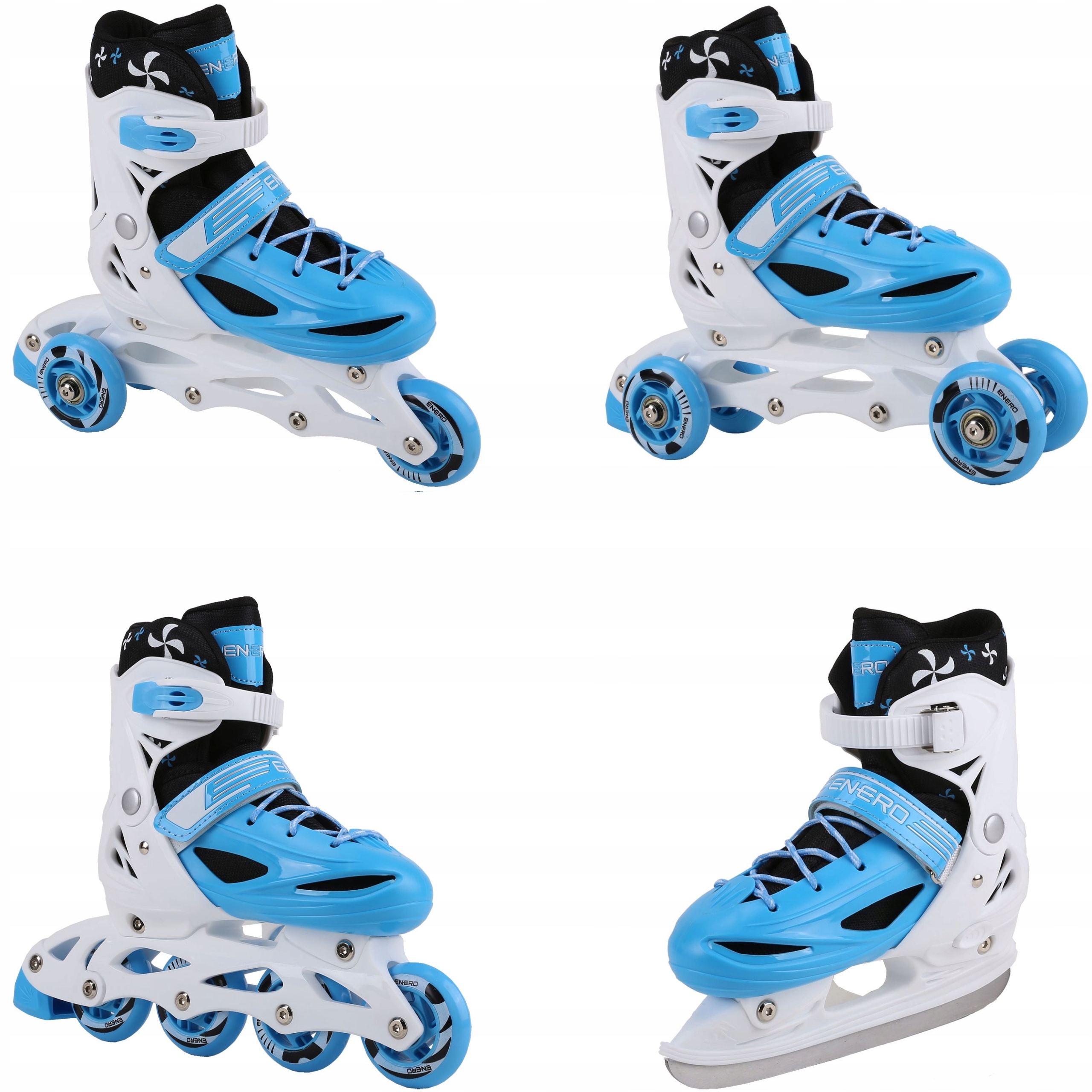 Brusle Na Led Kolečkové Brusle Kolečkové Brusle 4v1 nastavitelné 30-33 modré pro děti Enero Runner