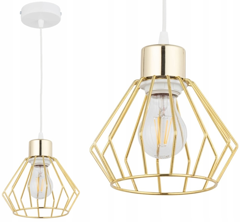 

Lampa Wisząca Żyrandol Loft Brylant Biała Złota