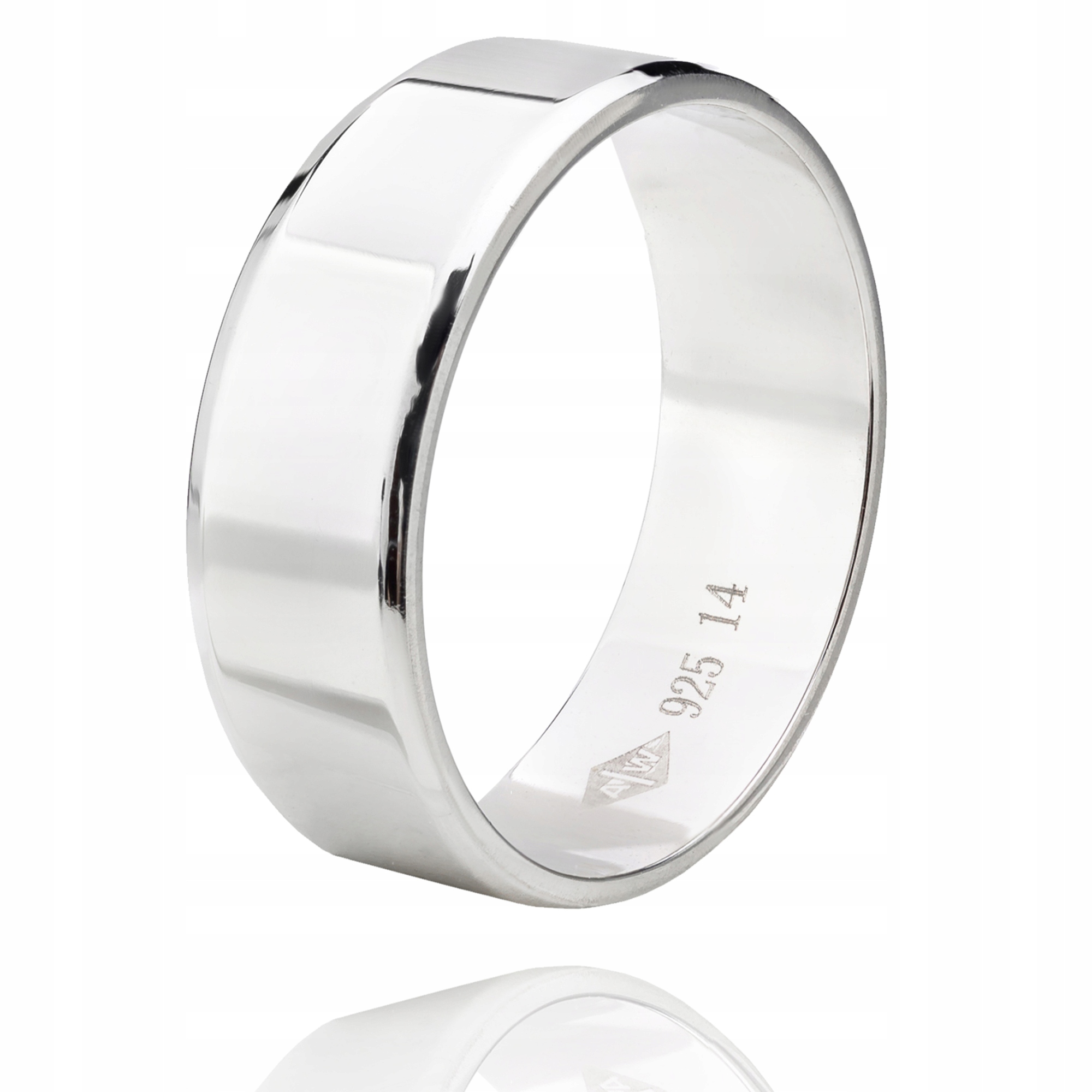 Stříbrný Dámský Rhodiovaný Snubní Prsten Faseta Pro Muže, Velikost 8