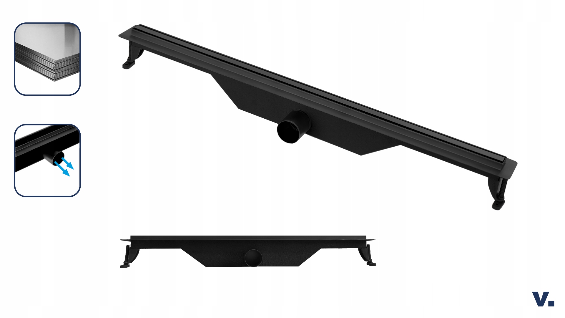 Odpływ liniowy VOGI ULTRA SLIM CZARNY - 70 cm Marka Vogi