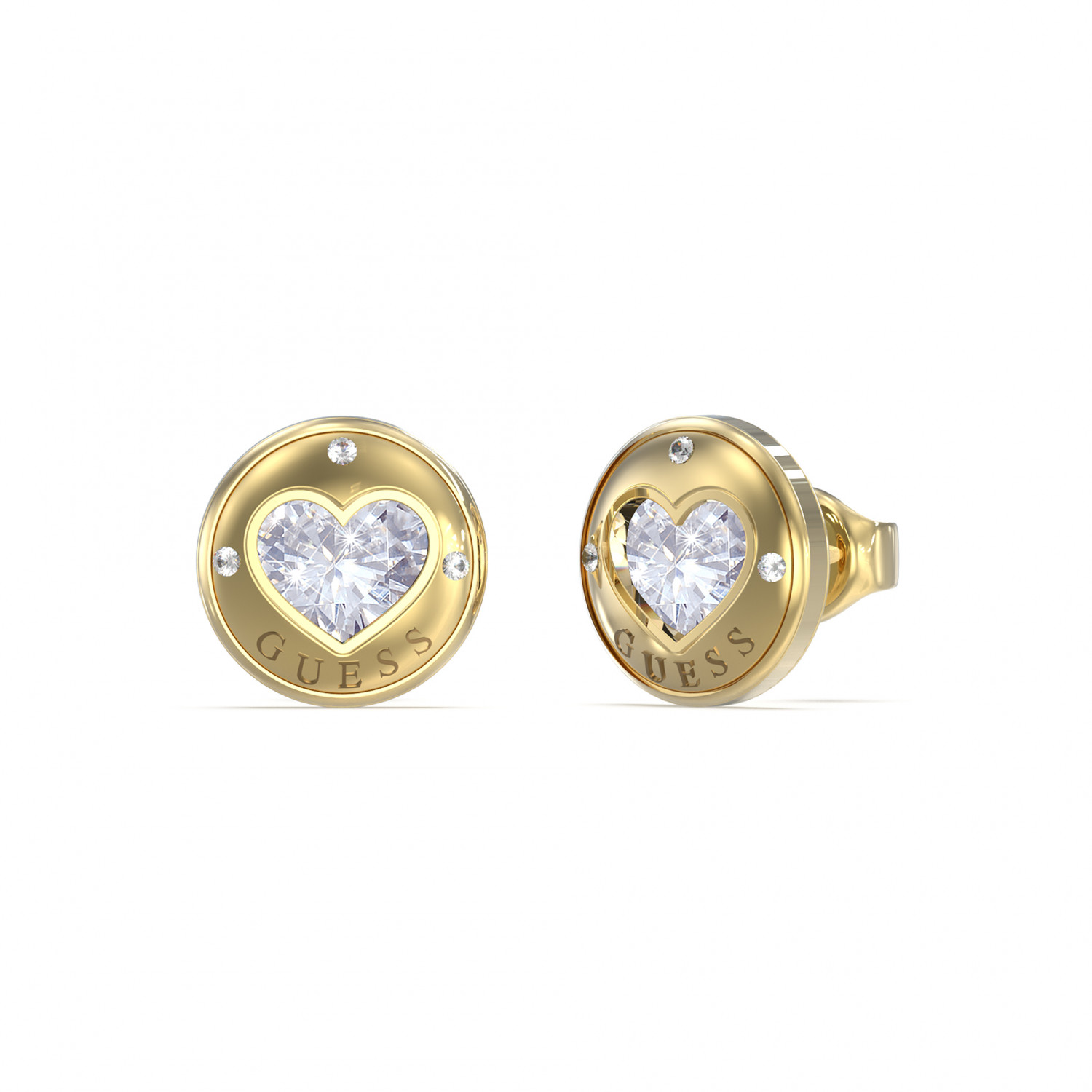 Náušnice zlaté Guess zirkon srdce