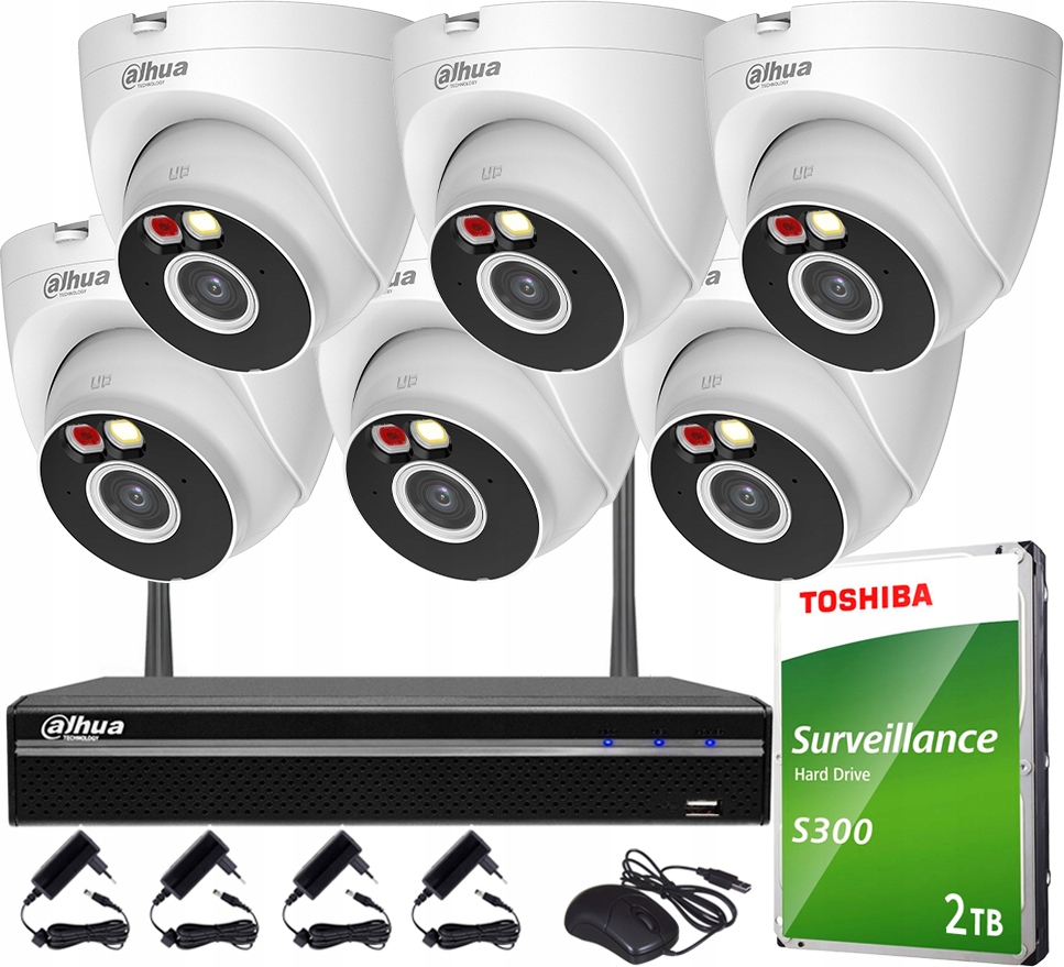 Sada monitorování Wifi 4MPx Dahua 6 kamer T4A-PV Smart Dual Light Audio