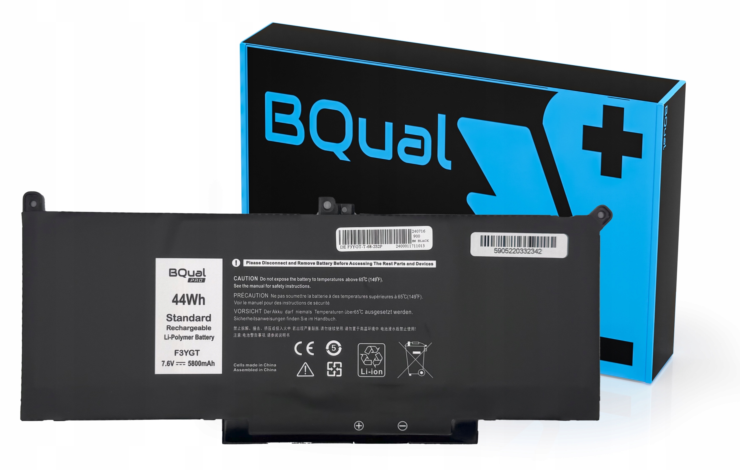 Bateria F3YGT MYJ96 do Dell Latitude 7280 7290 7380 7390 7480 7490 44Wh