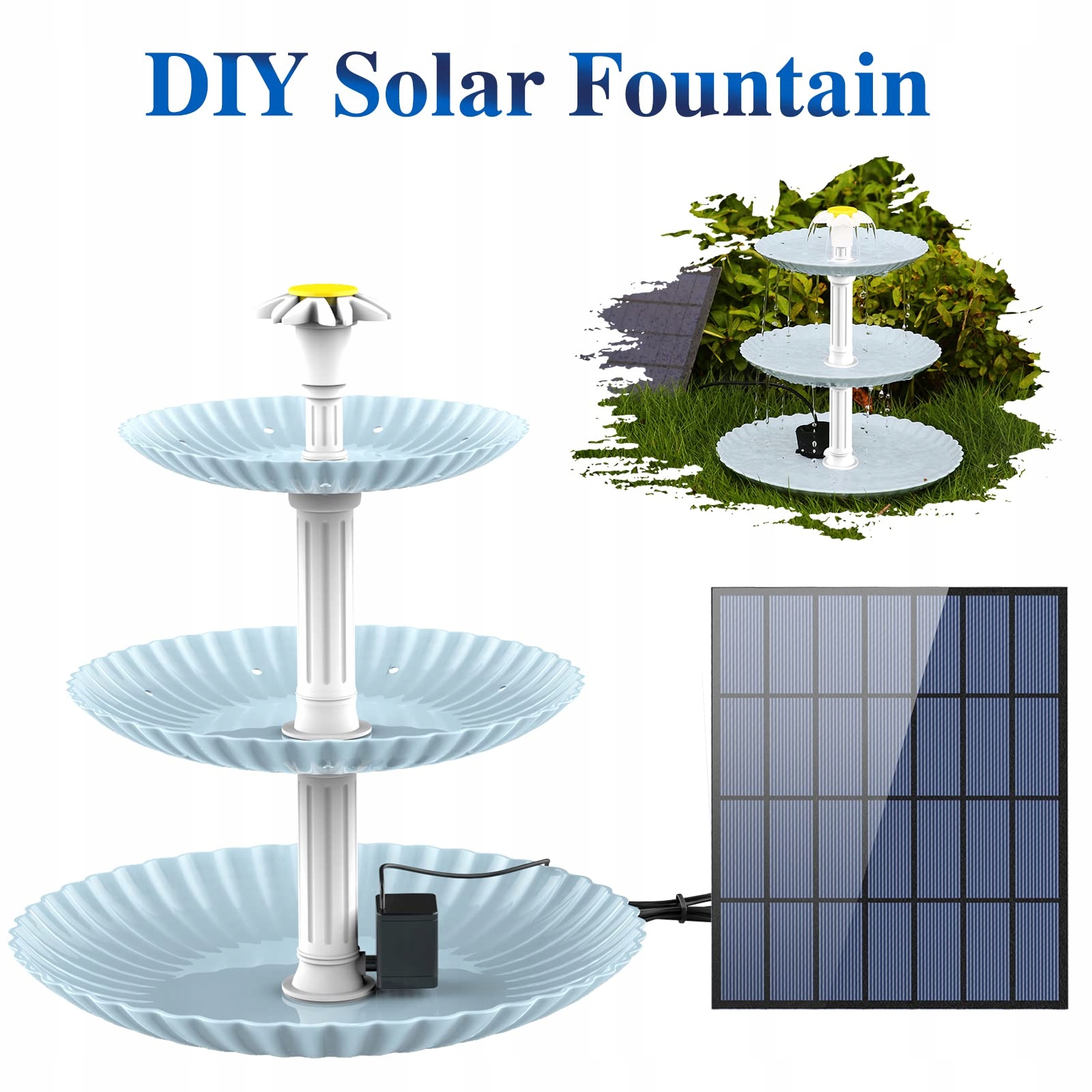AISITIN Zestaw Do Fontanny Solarnej 3,5W Do Ogrodu I Kąpieli Ptaków — miniatura 2