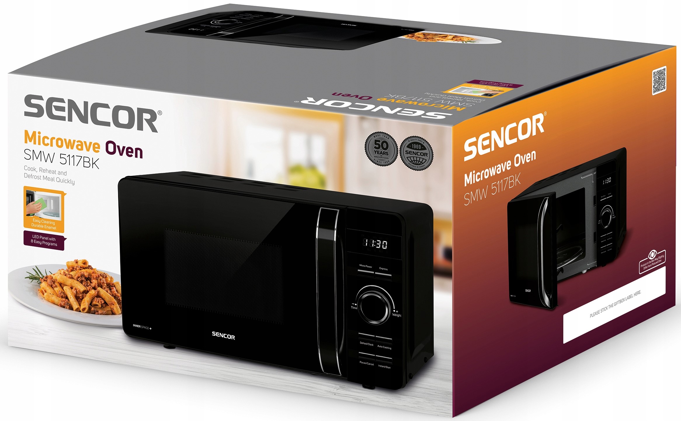 SENCOR Mikrofalówka Kuchenka wolnostojąca 800W 17L Głębokość produktu 35.4 cm