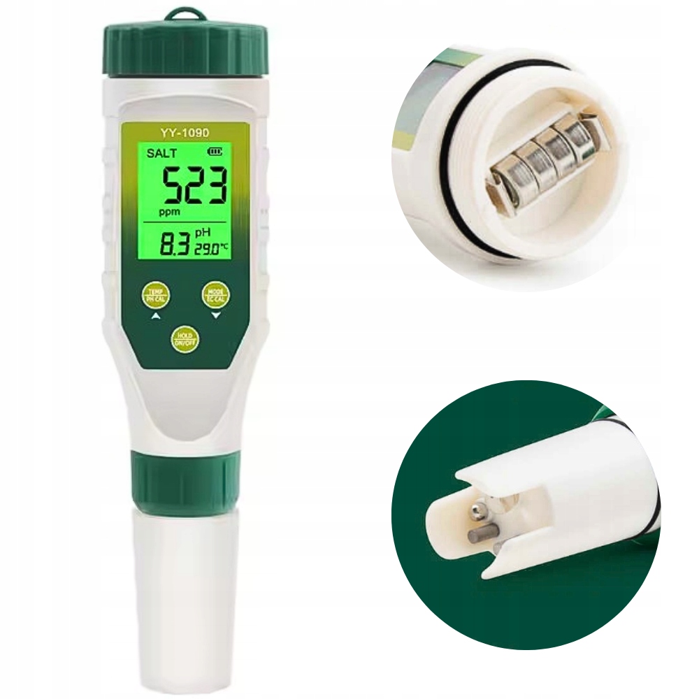 Měřič tvrdosti vody pH Tds Ec, slanost kapaliny 5v1