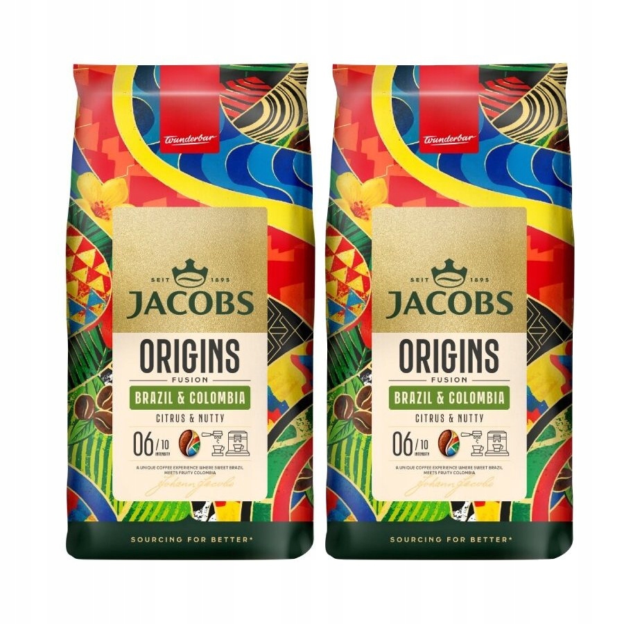 Levně Jacobs Origins Fusion Brazil & Colombia Káva 2x1kg 100% Arabica