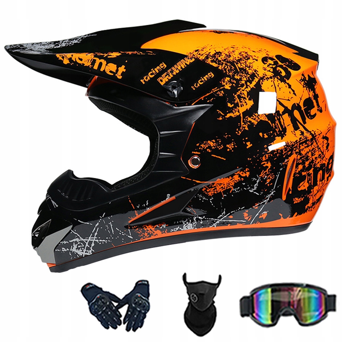 Motocyklová Přilba Lehká Enduro Quada Brýle Rukavice Maska M