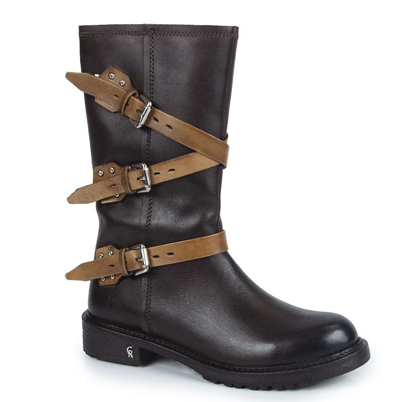 Carinii B9843 Kotníkové Boty Kozačky Kůže Lico Hnědé 37