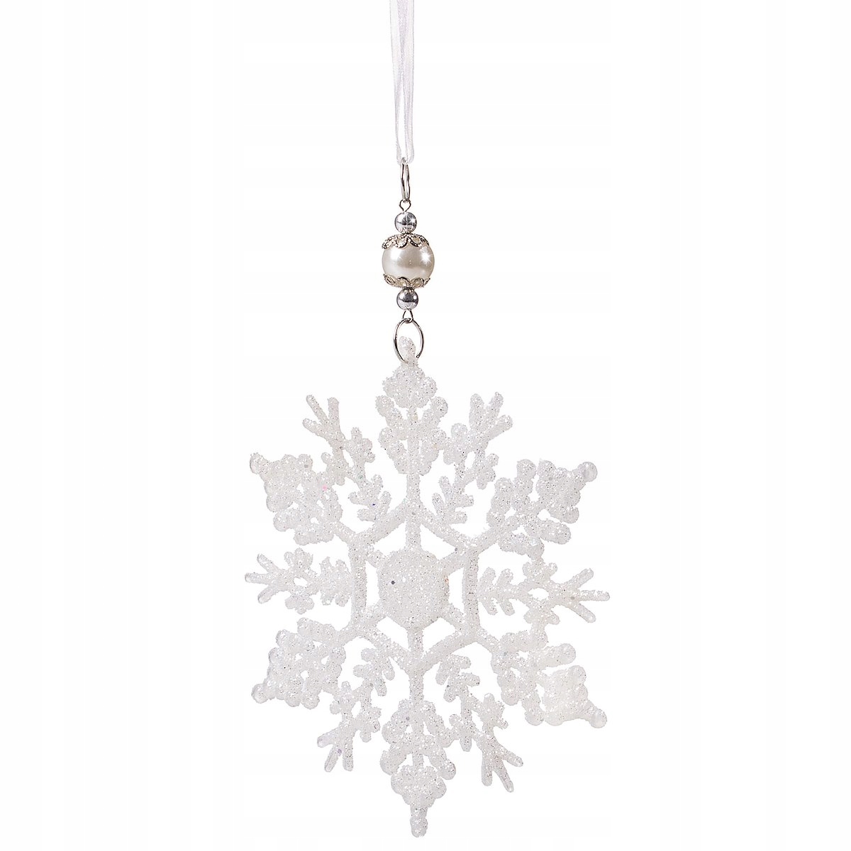 ŚNIEŻYNKA ZAWIESZKA NA CHOINKĘ CHOINKOWA BIAŁA OZDOBA CHOINKOWA BROKATOWA Marka Springos