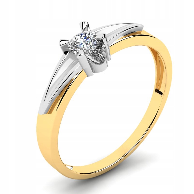 

Klasyczny Pierścionek Złoty Z Brylantem 0,15CT