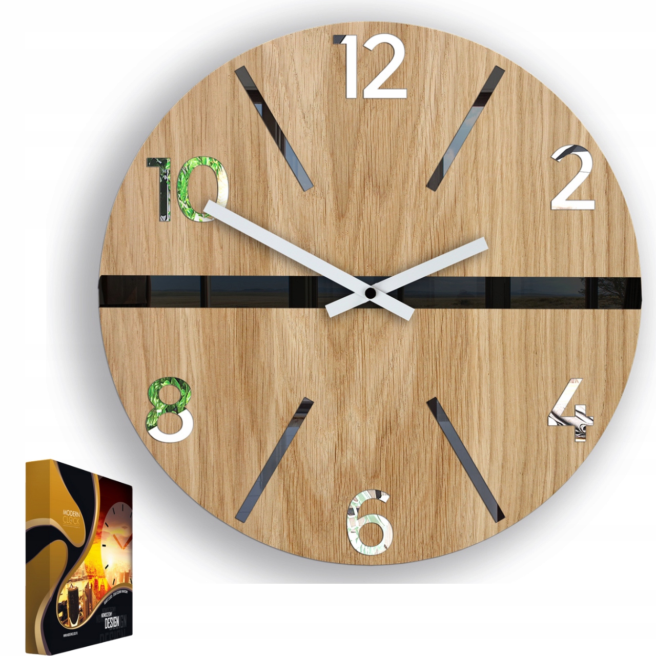 Nástěnné hodiny Dřevěné Dubové Akrylové King Wood Kulatý Křemenné