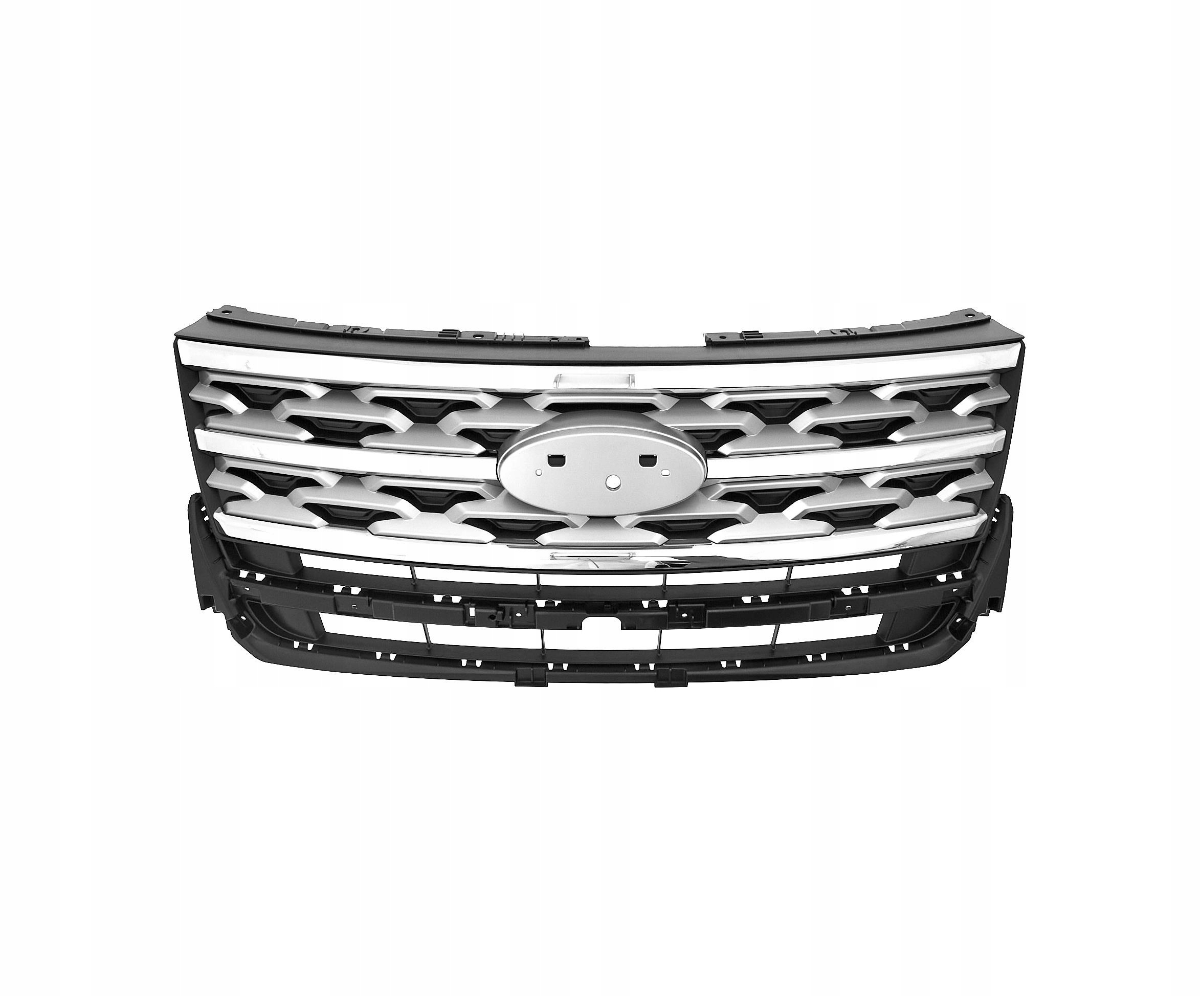 FORD EXPLORER 2018-2019 ATRAPA GRILL PASKI CHROM + SREBRNY ŚRODEK