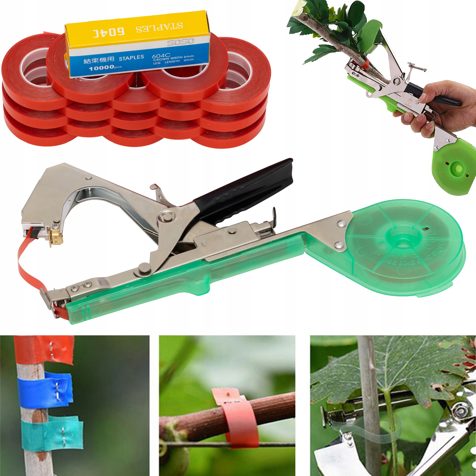 TAPENER ZSZYWACZ OGRODNICZY DO ROŚLIN WIĄZARKA DO POMIDORÓW 16x TAŚMA