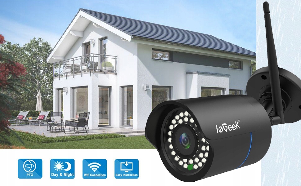 KAMERA IP BEZPRZEWODOWA WIFI ZEWNĘTRZNA MONITORING Waga produktu 650 g