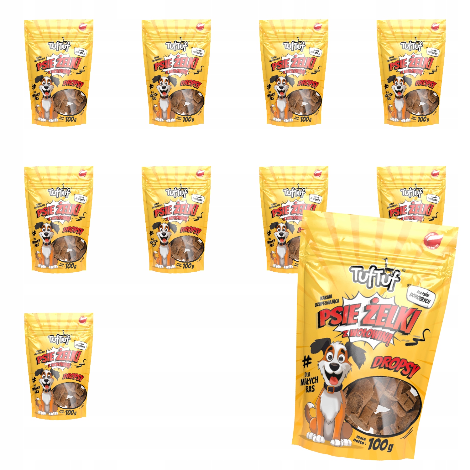 Pochoutky Pro Psa TufTuf Psí Želé Dropsy S Hovězím Masem Set 10x80g