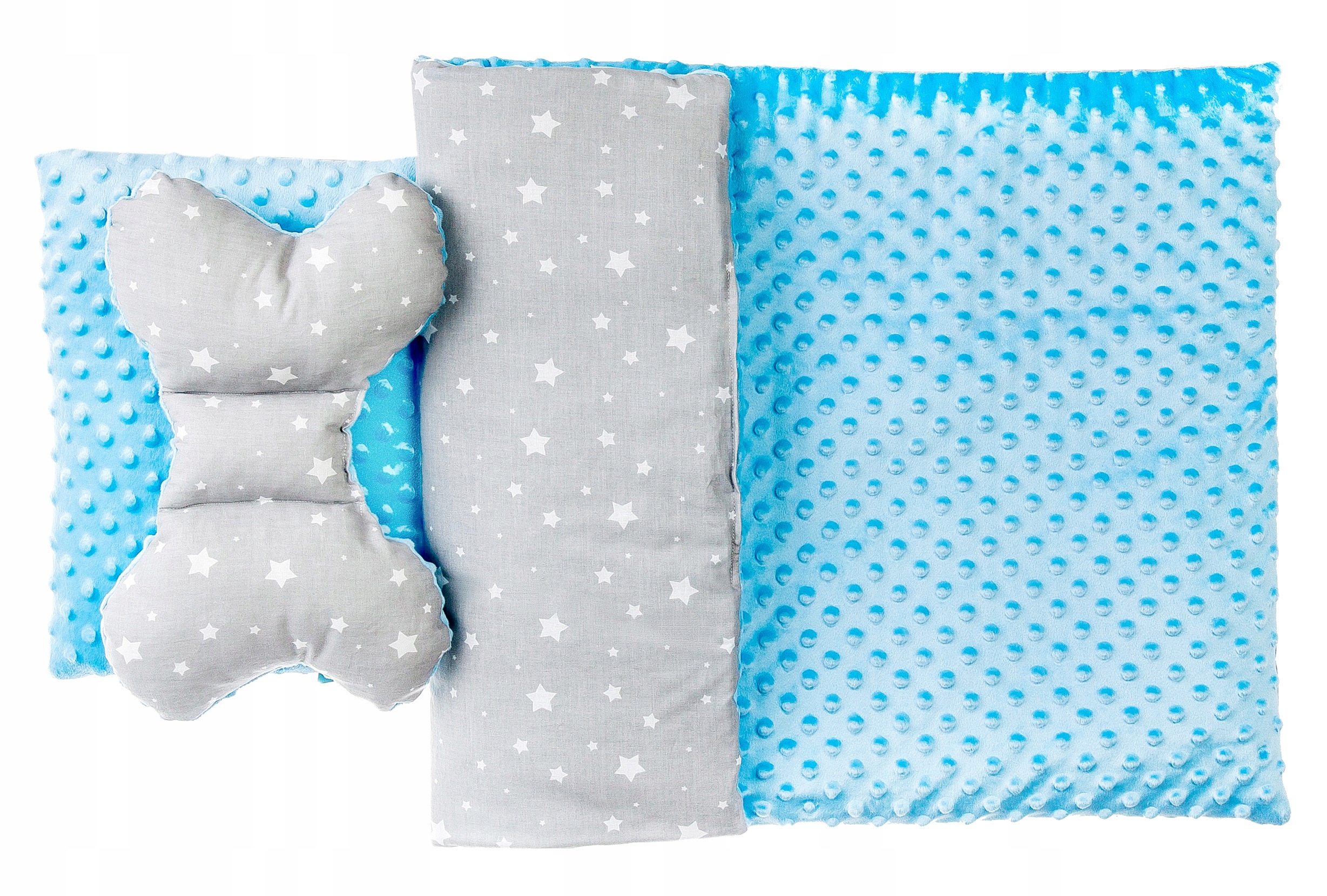 KOMPLET 3CZ. DO WÓZKA KOCYK PODUSZKA MOTYLEK MINKY